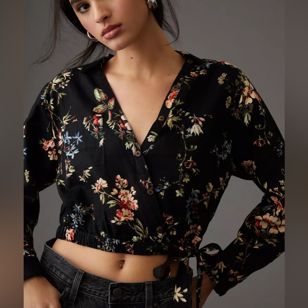 NWT Anthropologie Cropped Floral Top